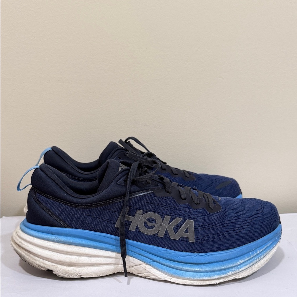 Hoka One One Men's Navy and Sky Blue Athletic Shoes Sneakers (sz 12) - Picture 2 of 10